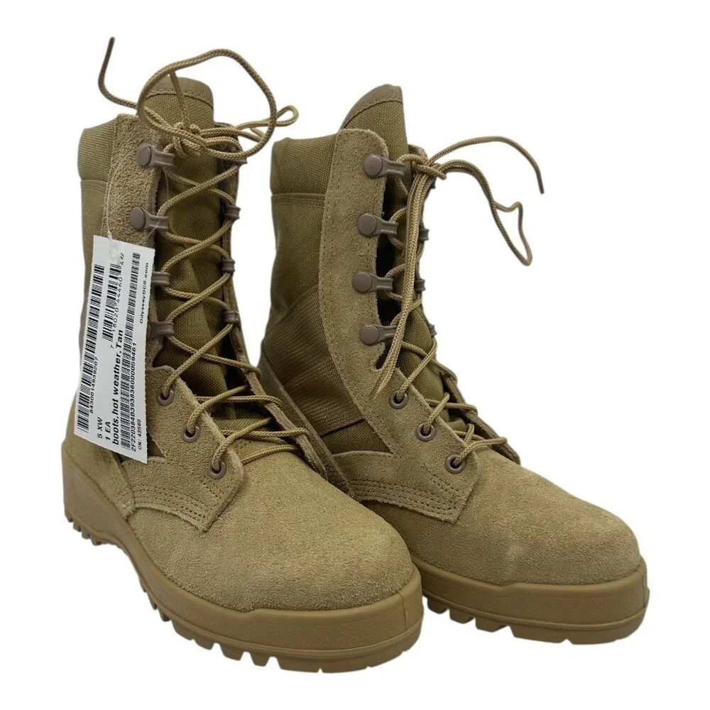 Odssey Mens SZ. 5.0 EW Combat Military Boots Tan Suede Hot Weather Tactical NWTS